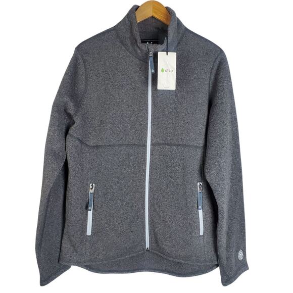 NEW Stio Womens Sweetwater Fleece Jacket XL Abyss Heather Gray Full Zip Knit - Picture 2 of 16